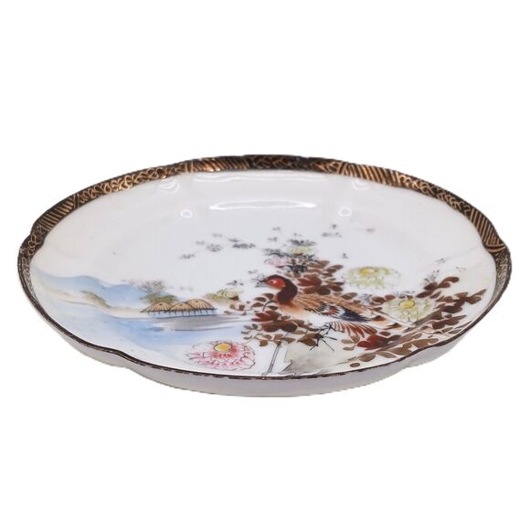 Vintage Japanese Kutani Style Hand Painted Cup And Saucer Eggshell Porcelain - Picture 11 of 16